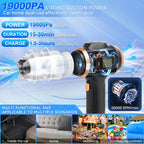 Belibuy 6-in-1 Handheld Cordless Car Vacuum Cleaner with Smart Display - 19000Pa Powerful Portable Solution for Home, Office, and Pet Care